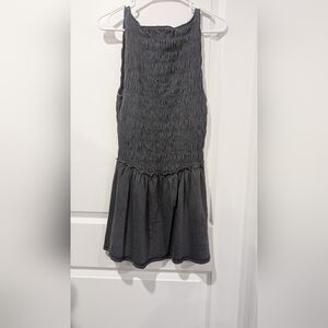 Aerie Dark Gray Smocked Mini Dress With Pockets